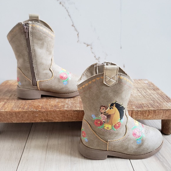 DreamWorks Spirit Cowboy Boots Toddler Girls 7 Brown Western Casual - Picture 2 of 5